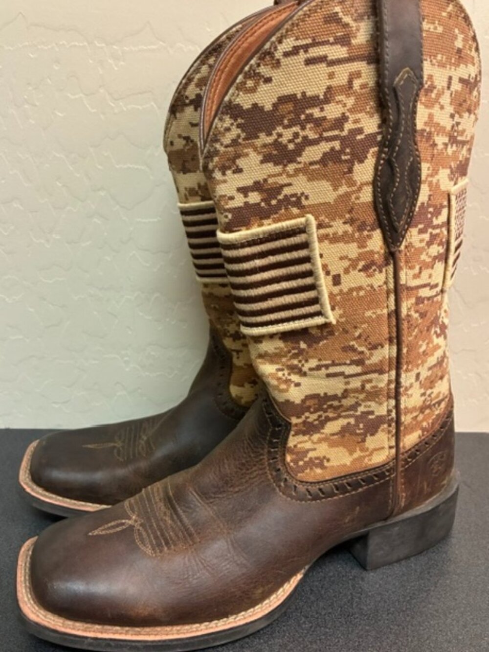 Ariat Round Up Patriot Womens 7.5 B Camo Flag Cowboy Western Boots 10023368